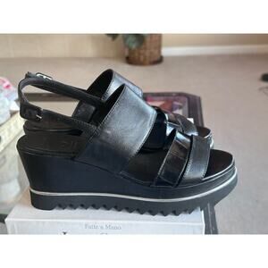 Luca Grossi - Black Wedge Women’s Shoes - Size 39 ½” Made in Italy
